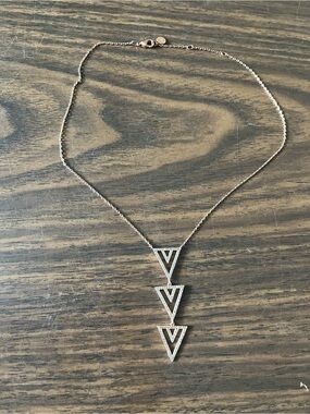Stella & Dot Rose Gold Rhinestone Geometric Drop Necklace